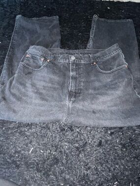 American Eagle black Easy Flex wide leg jeans, size 36x30